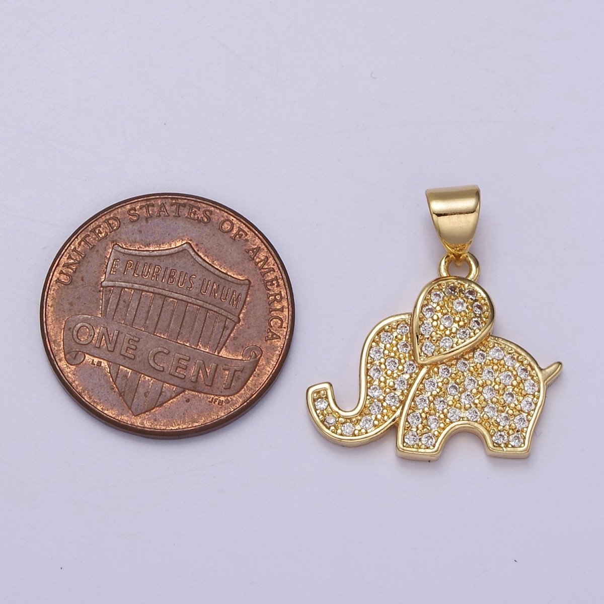 Dainty Gold Elephant Pendant Cubic Wild Animal Safari Inspired Jewelry Charm J-396