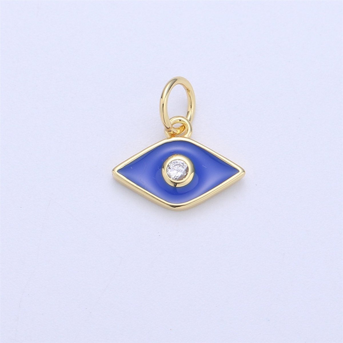 Dainty Gold Fill Blue Purple Teal White Enamel Evil Eye Charm, CZ Micro Pave Eye pendant for Necklace Bracelet Earring Charm Jewelry Supply, C-835