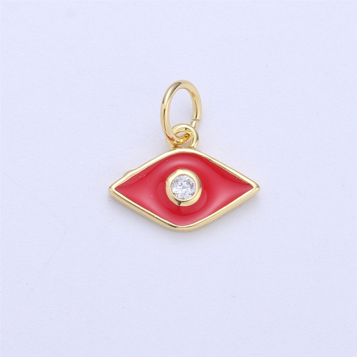 Dainty Gold Fill Blue Purple Teal White Enamel Evil Eye Charm, CZ Micro Pave Eye pendant for Necklace Bracelet Earring Charm Jewelry Supply, C-835