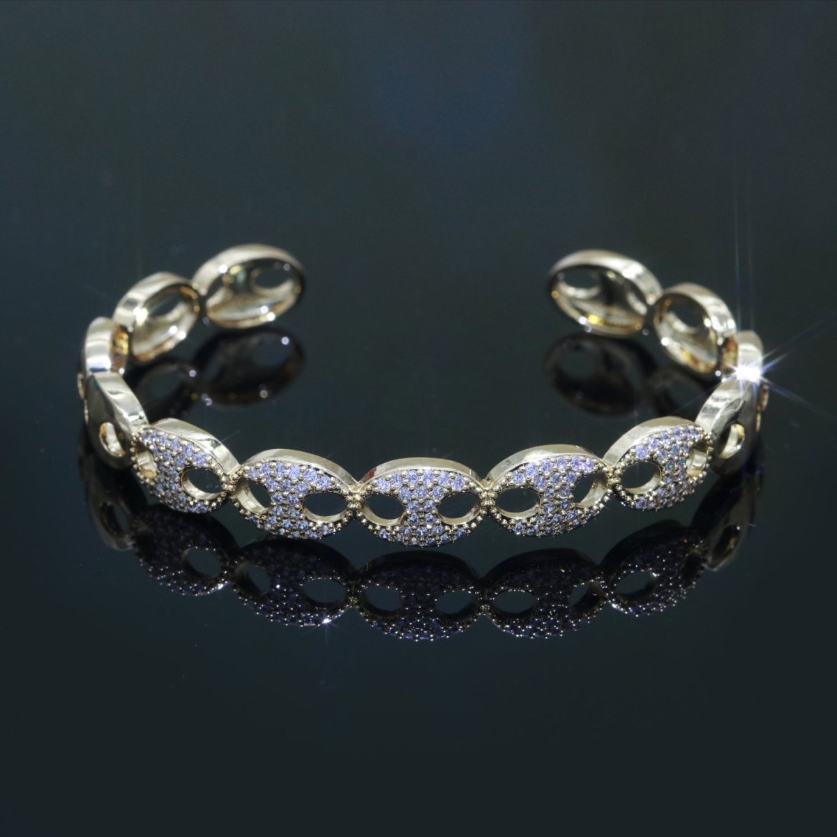 Dainty Gold Filled Anchor Link Bangle Bracelet, 14K Gold Filled Designer Inspired Gold Bracelet Adjustable Cuff Bracelet | WA-128 Clearance Pricing