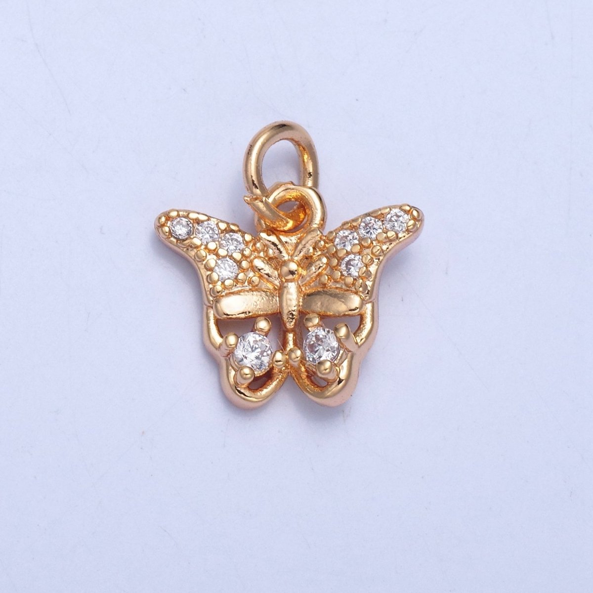 Dainty Gold Filled Butterfly Charm, Micro Pave Clear/Multicolor Fuchsia CZ Mariposa Charm For Jewelry Making X-038 X-039
