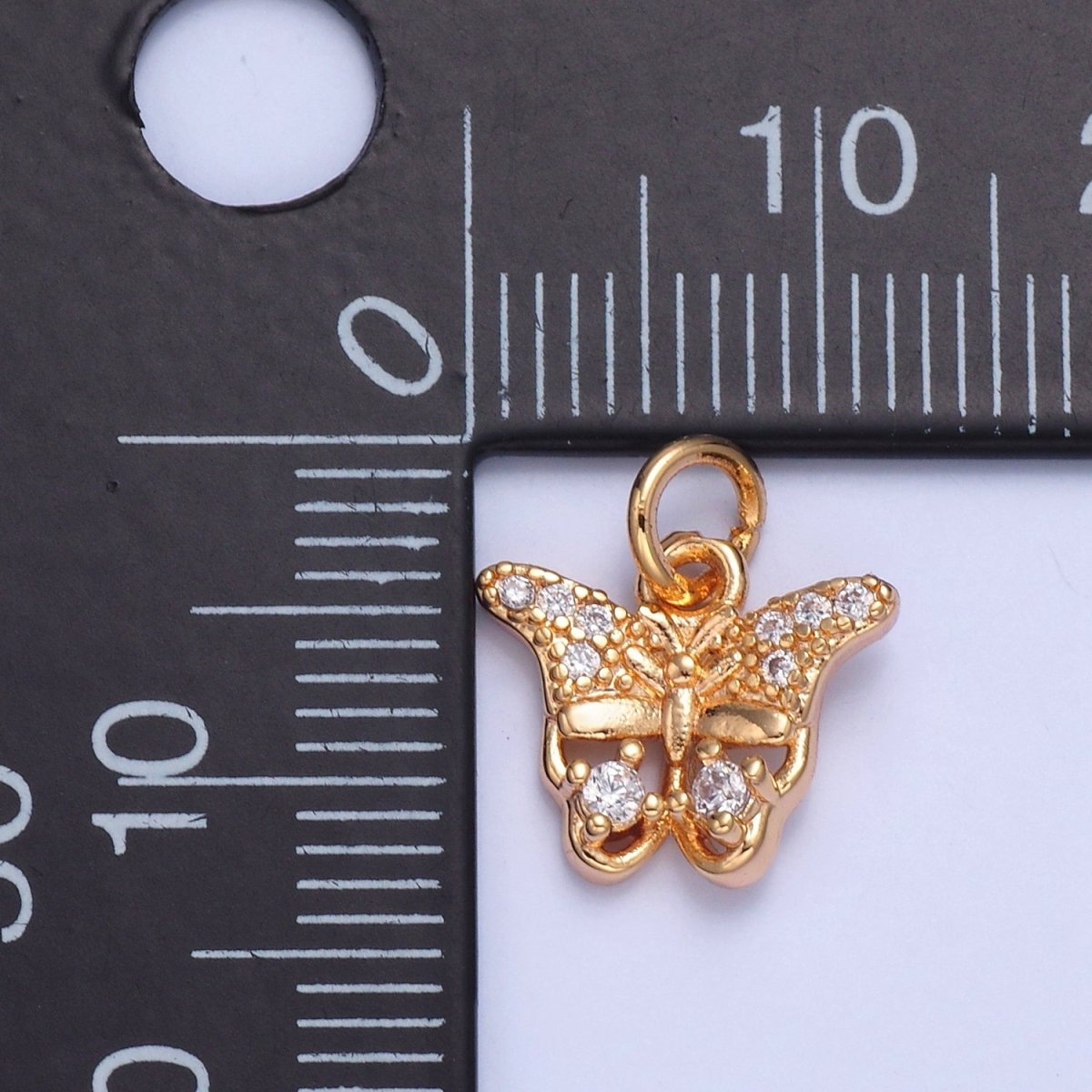 Dainty Gold Filled Butterfly Charm, Micro Pave Clear/Multicolor Fuchsia CZ Mariposa Charm For Jewelry Making X-038 X-039