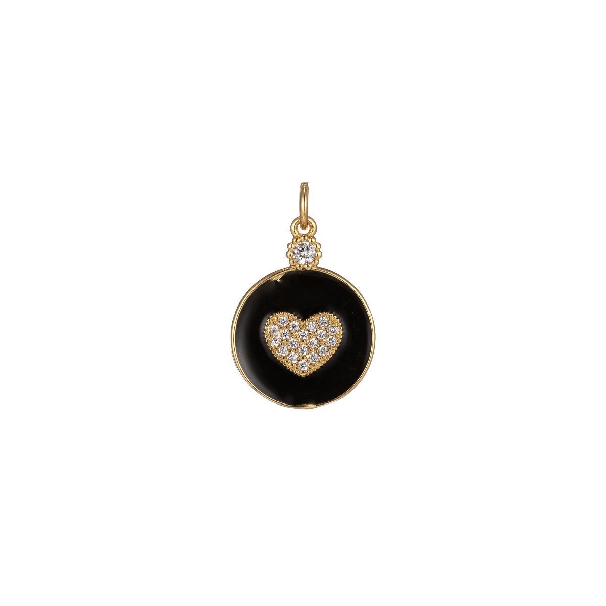 Dainty Gold Filled Coin Enamel Charm with Micro Pave Heart For Colorful Candy Jewelry Y2K Jewelry M-438 - M-447