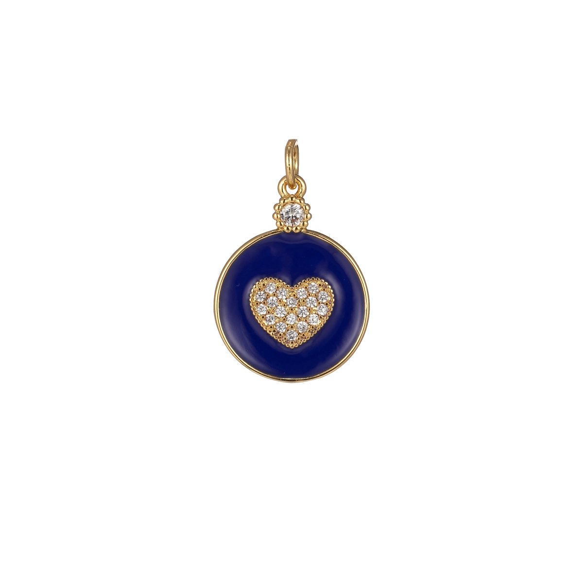 Dainty Gold Filled Coin Enamel Charm with Micro Pave Heart For Colorful Candy Jewelry Y2K Jewelry M-438 - M-447