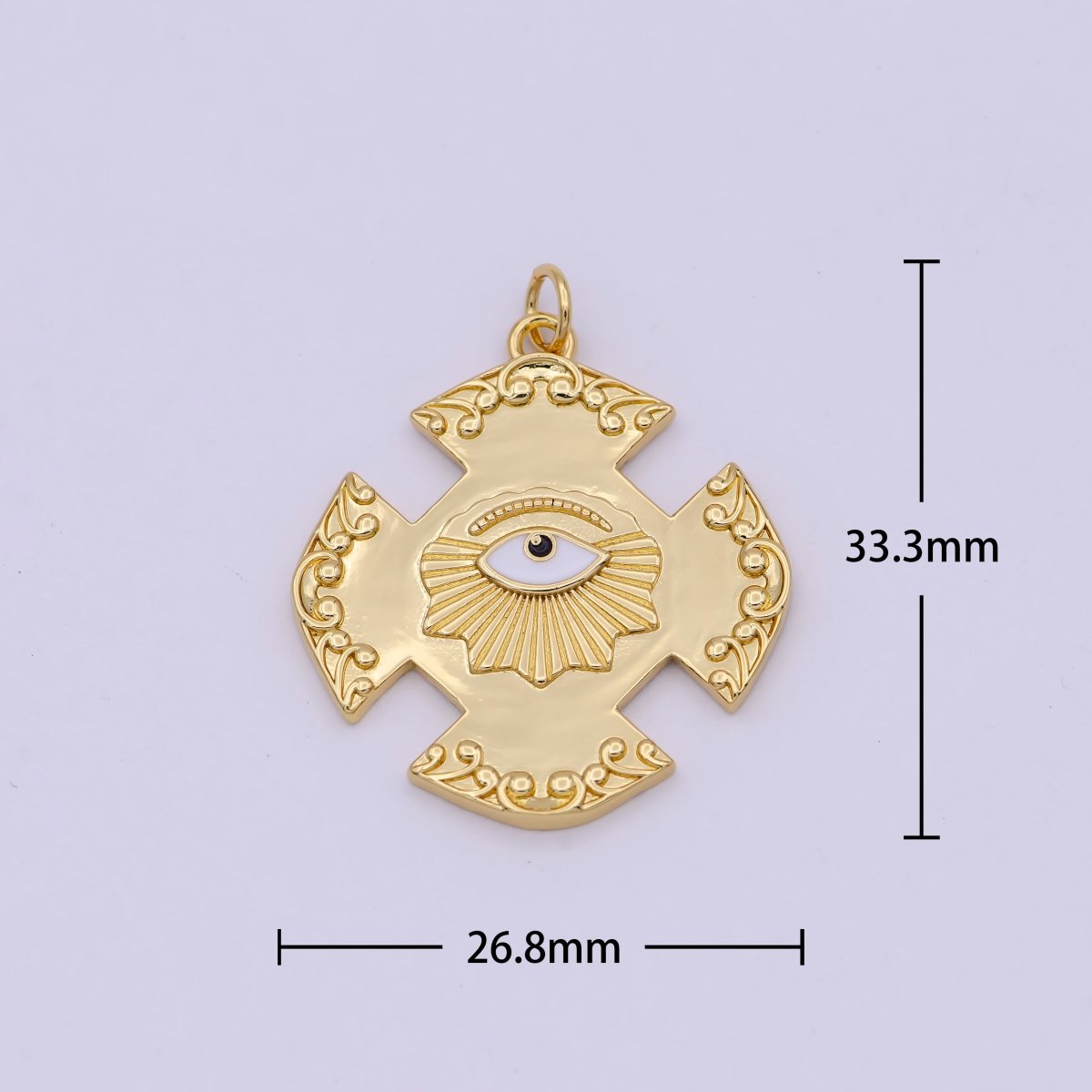 Dainty Gold Filled Cross Evil Eye Charm Medallion Pendant for Bracelet Necklace Supply N-363