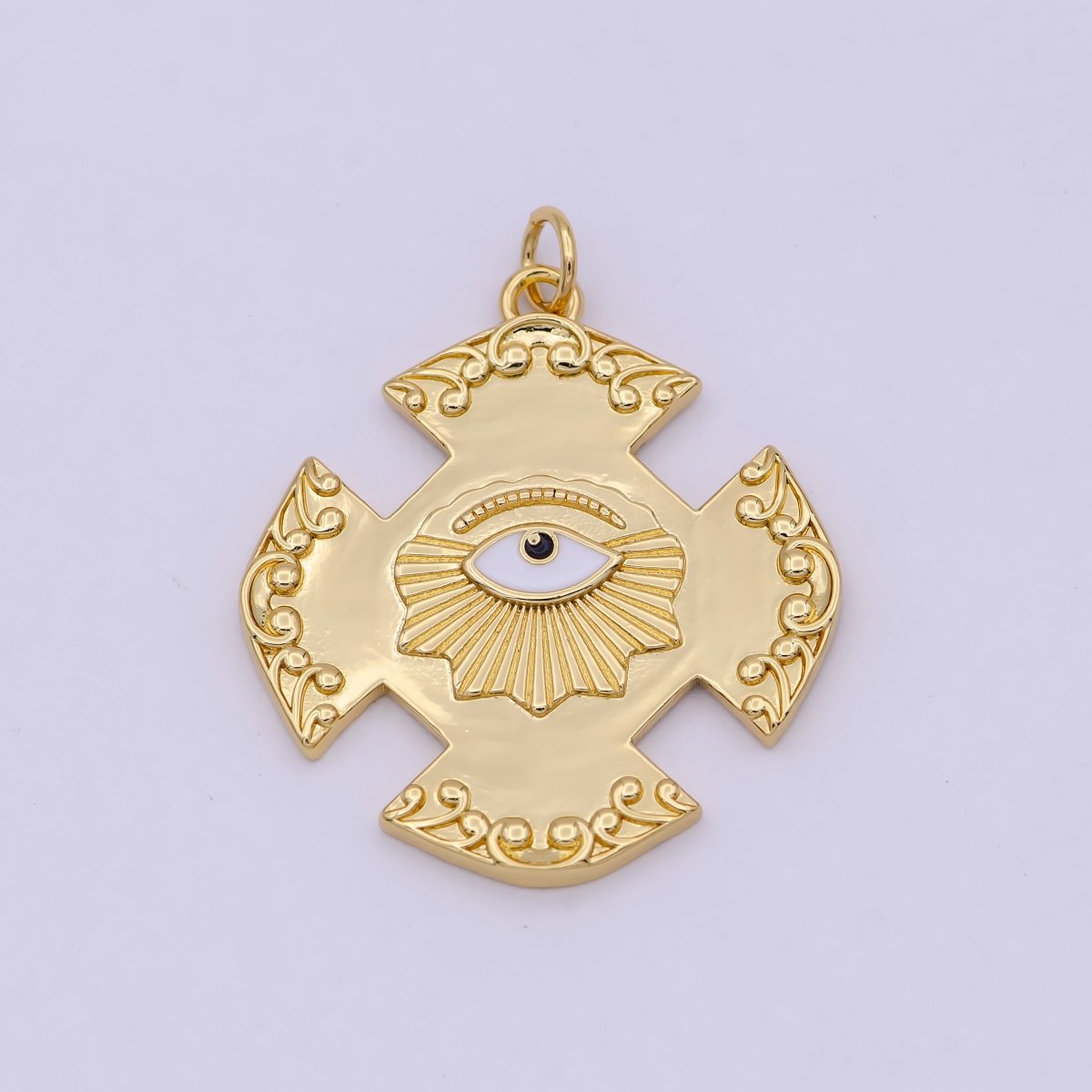 Dainty Gold Filled Cross Evil Eye Charm Medallion Pendant for Bracelet Necklace Supply N-363