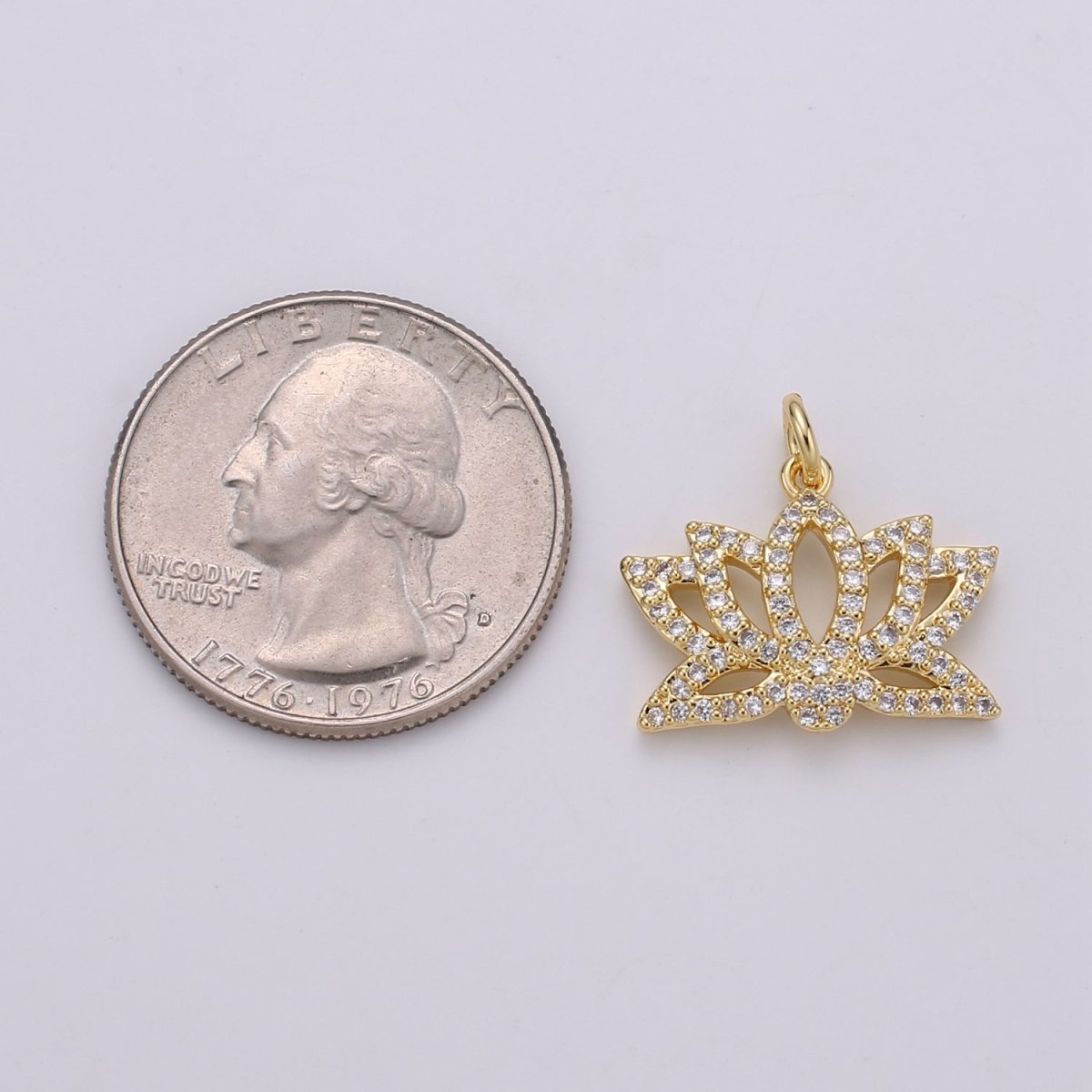 Dainty Gold Filled Crystal Crown Charm D-895