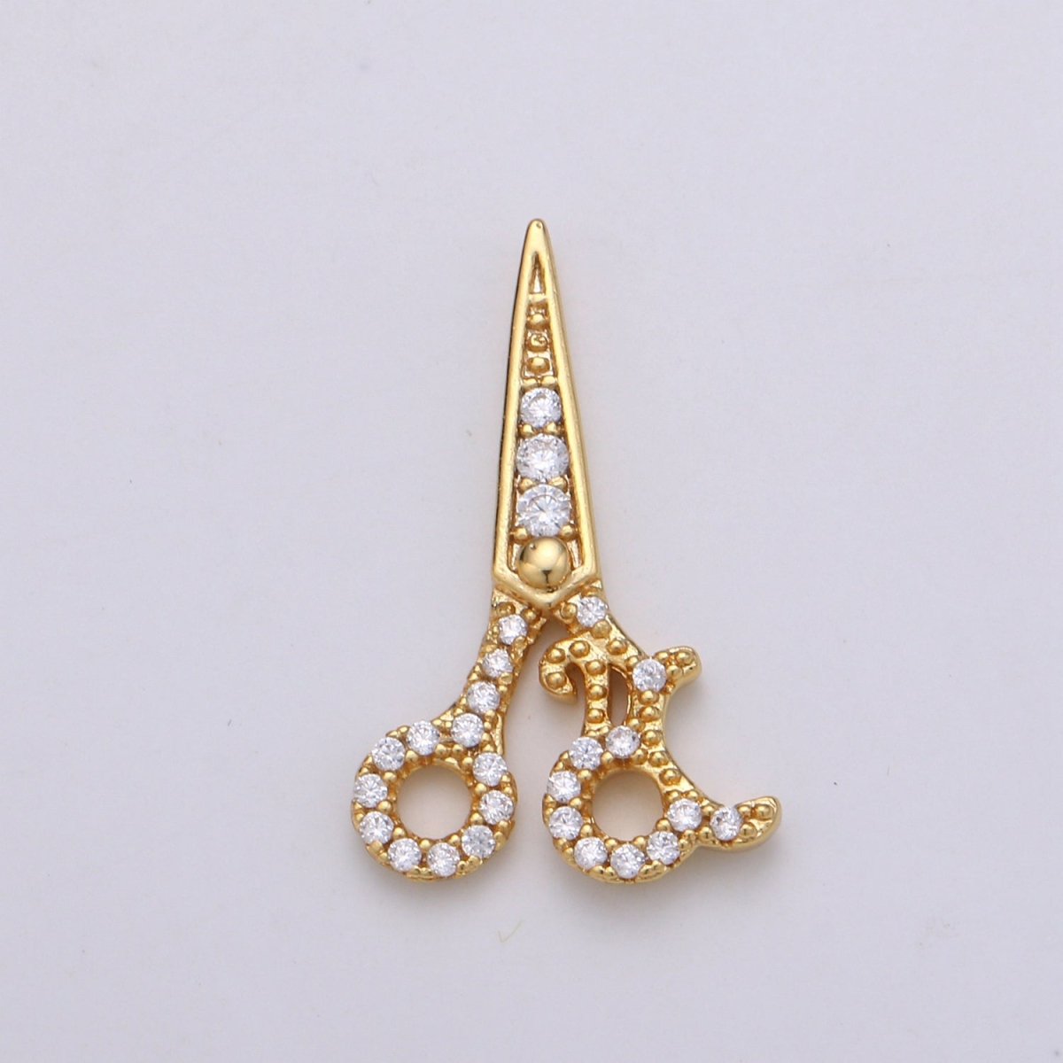 Dainty Gold Filled Crystal Scissors Charm D-785