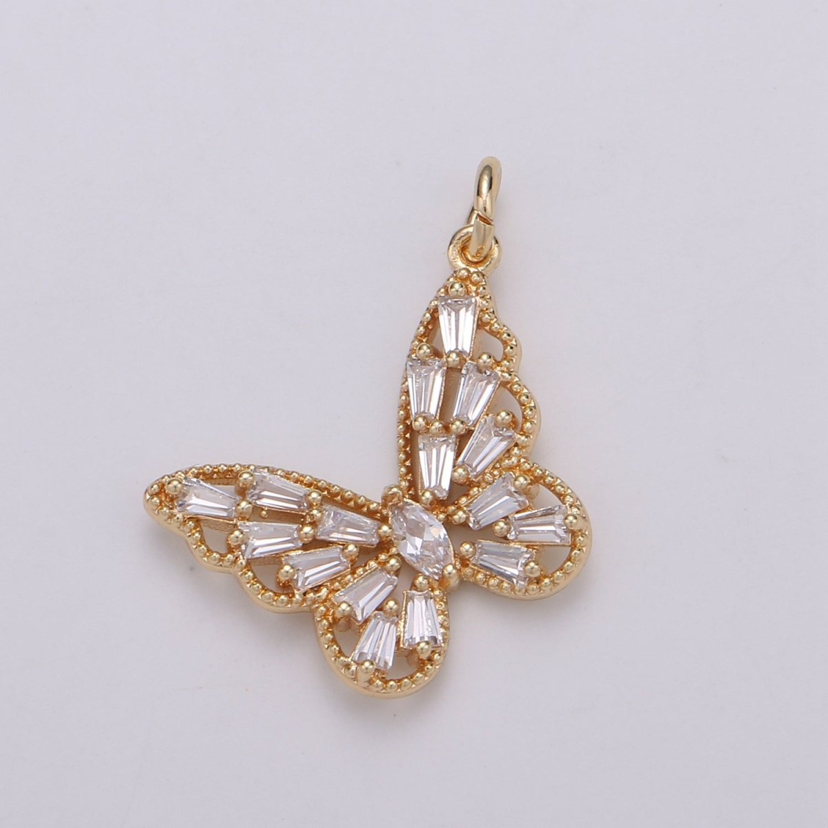 Dainty Gold Filled CZ Butterfly Charm D-874