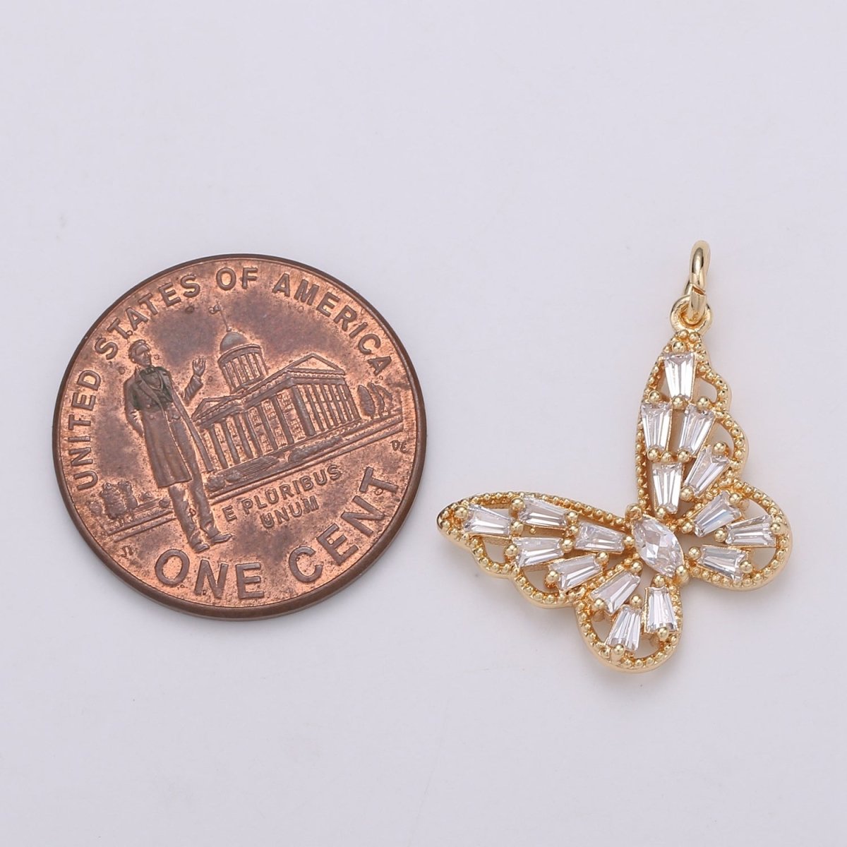 Dainty Gold Filled CZ Butterfly Charm D-874