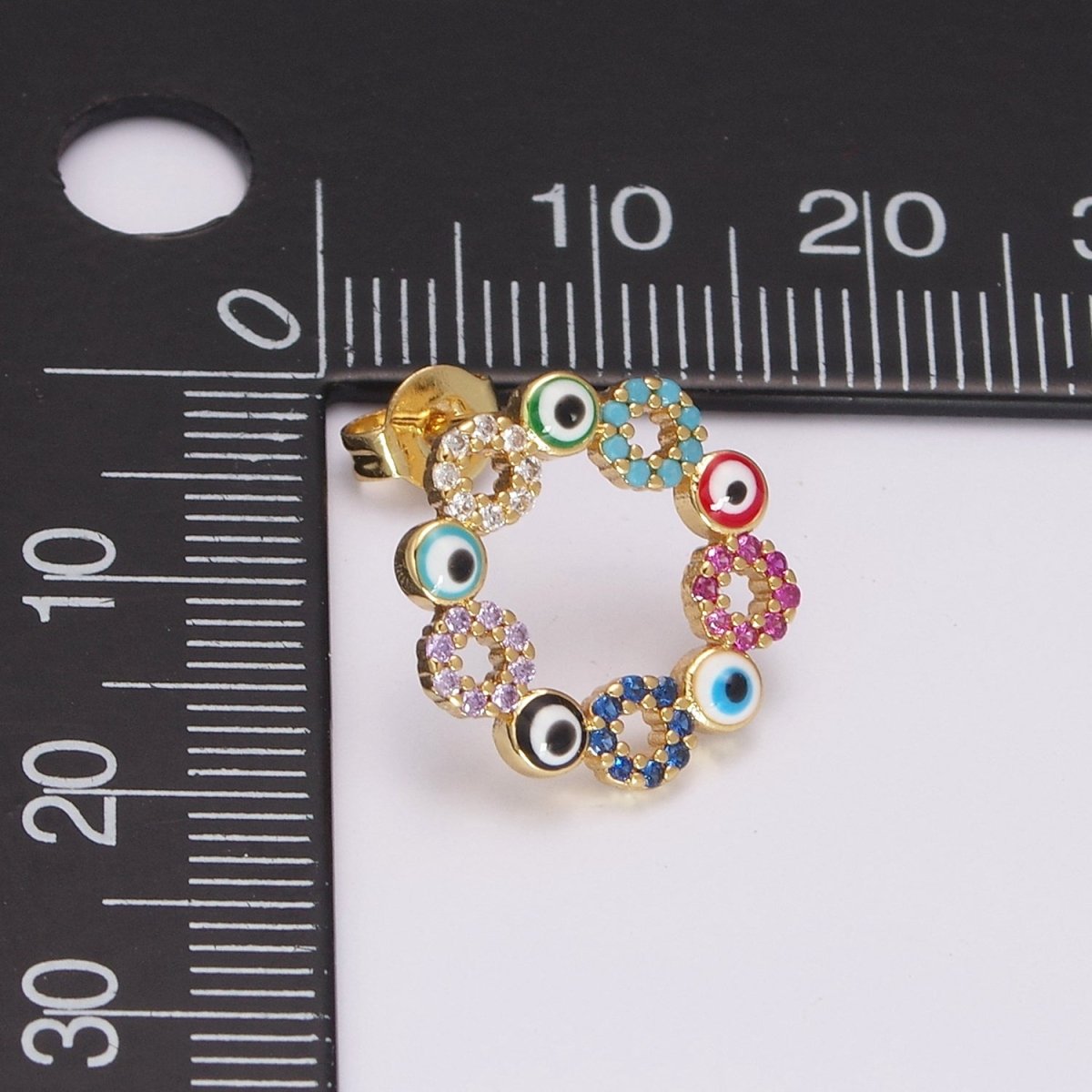 Dainty Gold Filled Evil Eye Stud Earring Round Circle Amulet Jewelry T-228