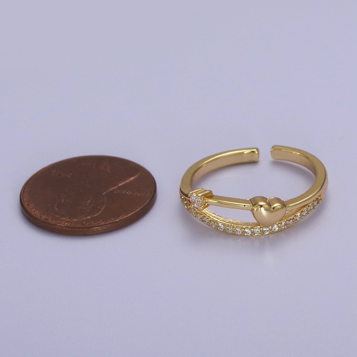 Dainty Gold Filled Heart CZ Ring S-513