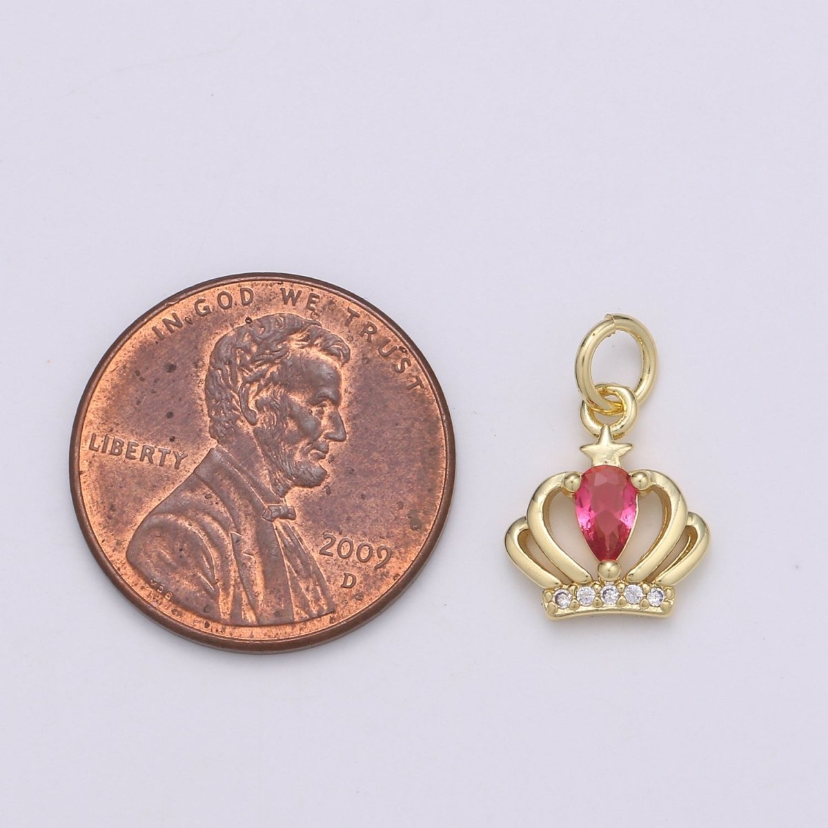 Dainty Gold Filled Hot Pink Crystal Crown D-881