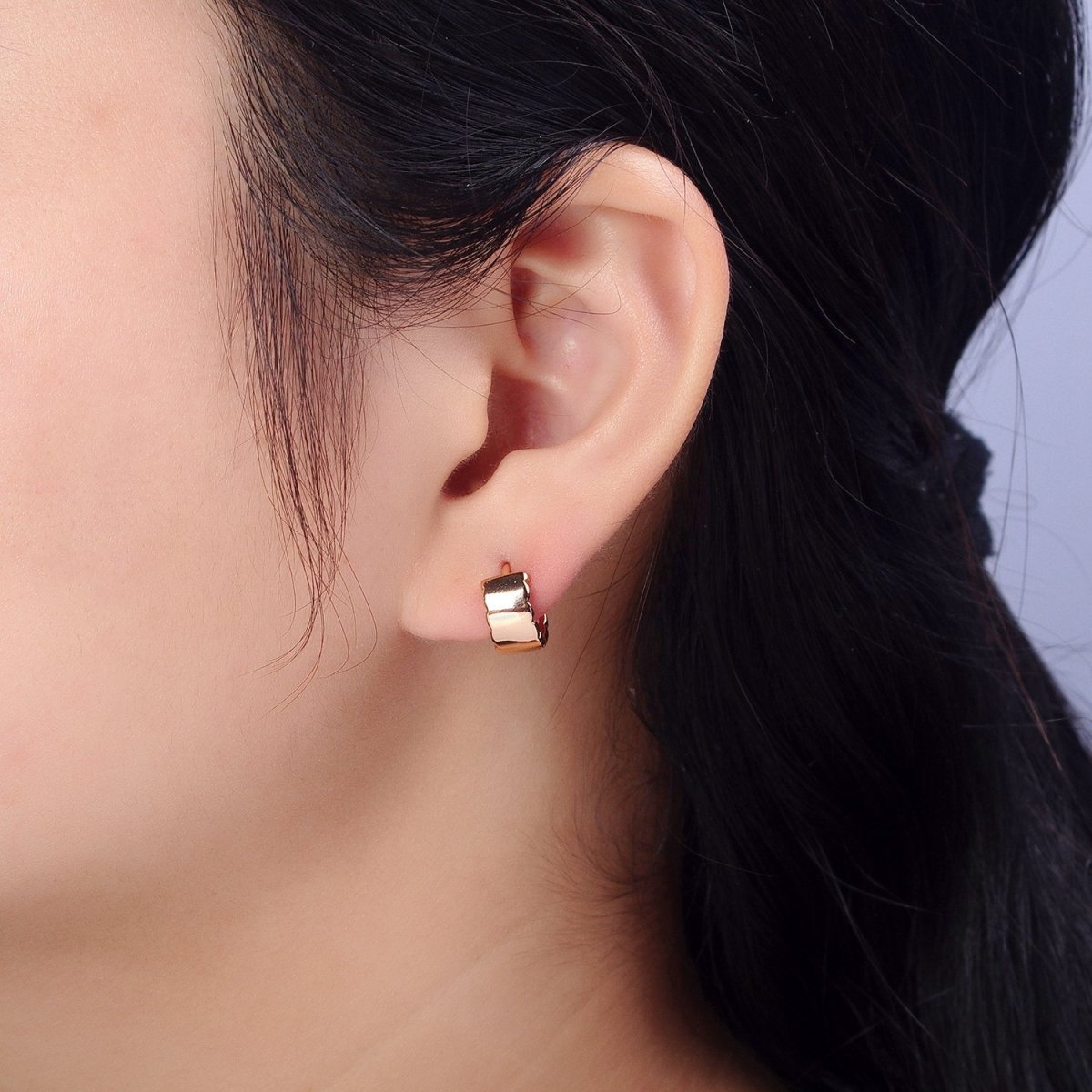 Dainty Gold Filled Huggie Earring Minimalist Jewelry Pinky Gold Hoops AB1087
