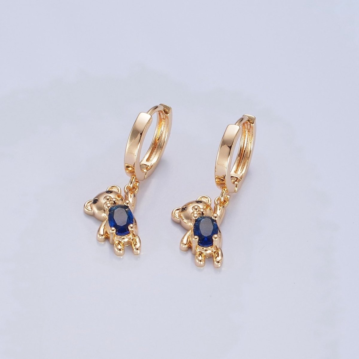 Dainty Gold Filled Huggie Earring with Teddy Bear Charm V-441