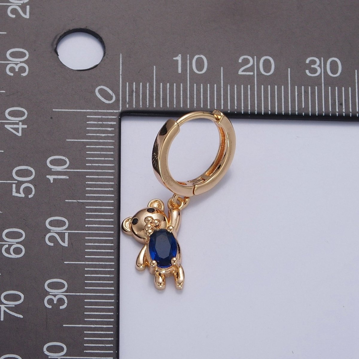Dainty Gold Filled Huggie Earring with Teddy Bear Charm V-441