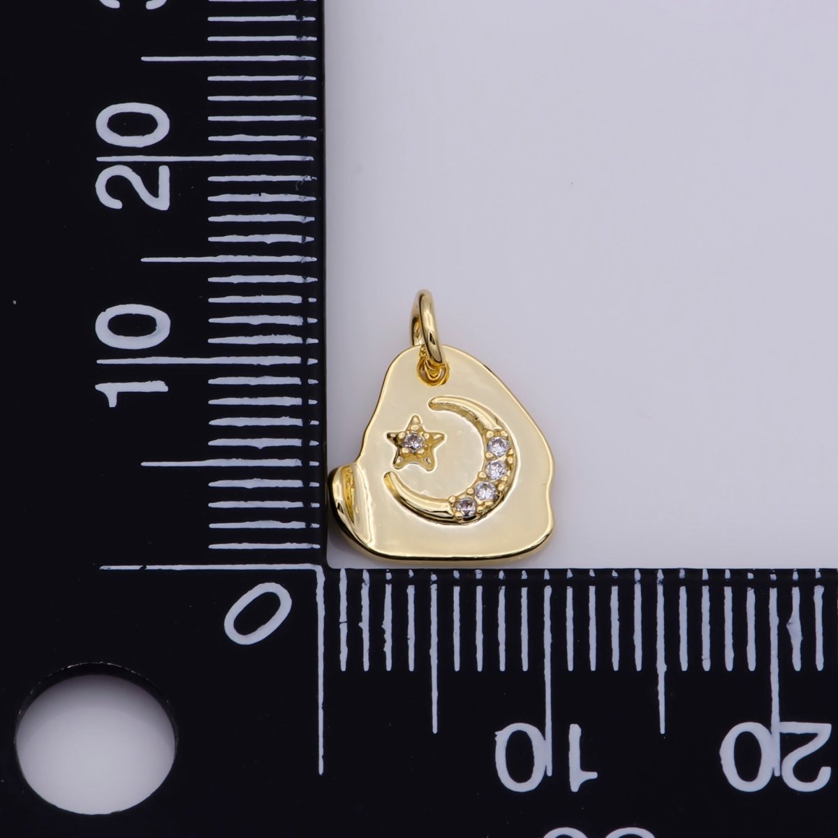 Dainty Gold Filled Moon and Star Triangle Charm, Gold Crescent Moon Pendant Celestial Jewelry Gold Geometric Charm Necklace Earring Bracelet C-659