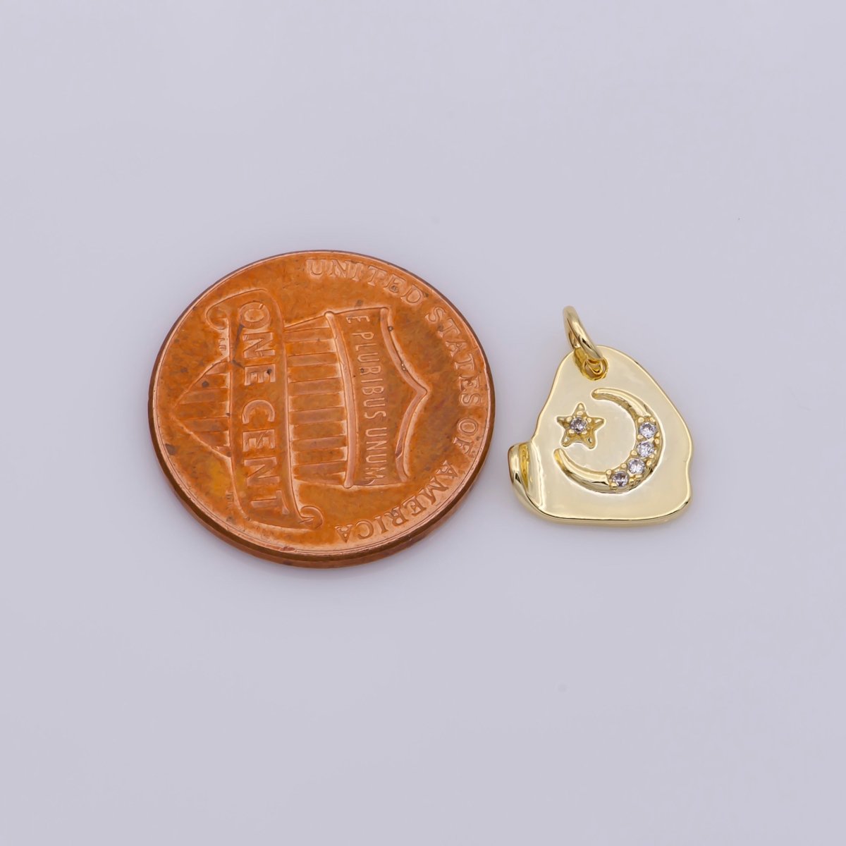 Dainty Gold Filled Moon and Star Triangle Charm, Gold Crescent Moon Pendant Celestial Jewelry Gold Geometric Charm Necklace Earring Bracelet C-659