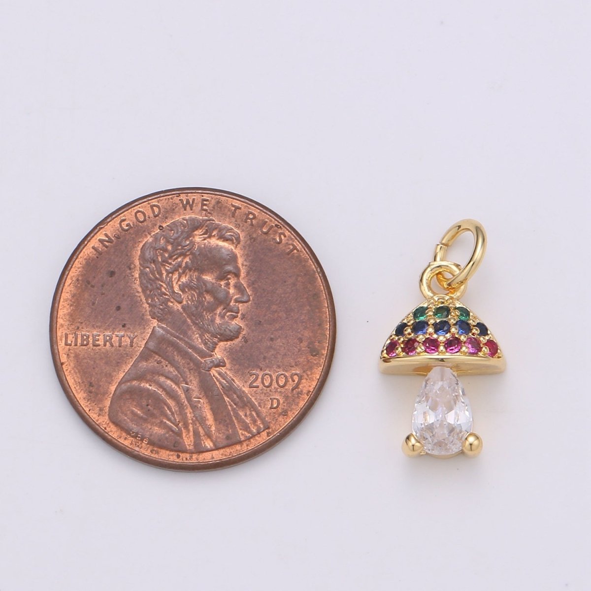 Dainty Gold Filled Rainbow Mushroom Gold Filled Charm D-878