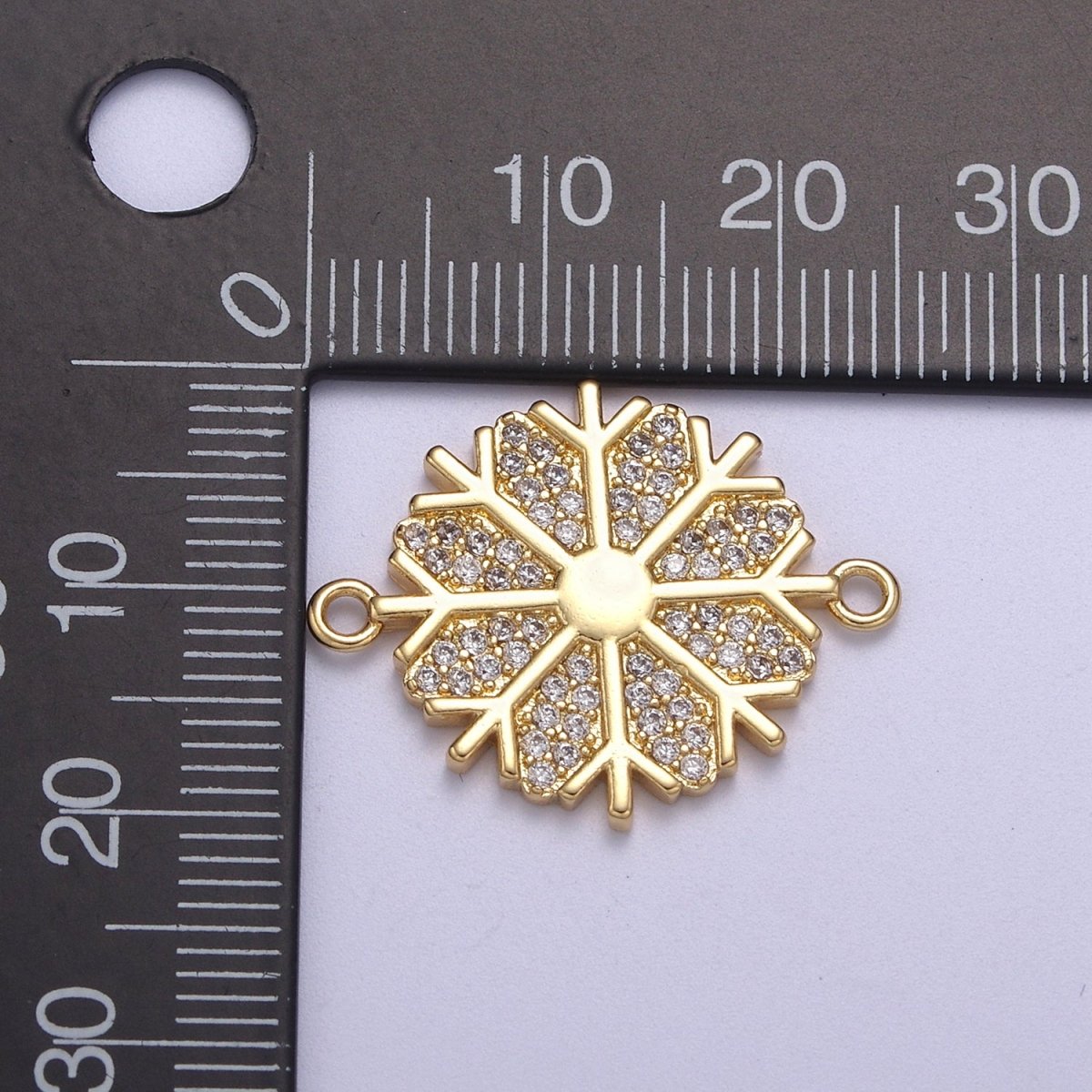 Dainty Gold Filled Snow Charm Connector Cz Snow Flake Link Connector for Bracelet Earring Necklace F-126