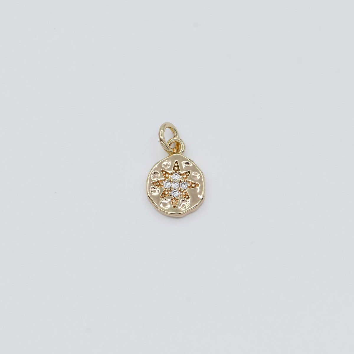 Dainty Gold Filled Star Crystal Coin Charm E-818