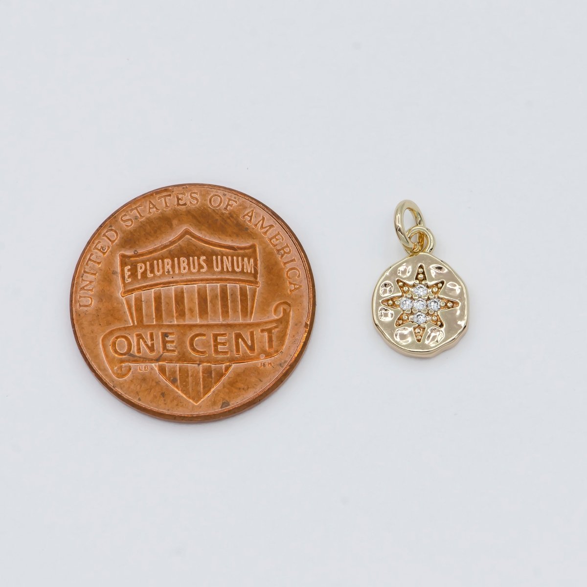 Dainty Gold Filled Star Crystal Coin Charm E-818