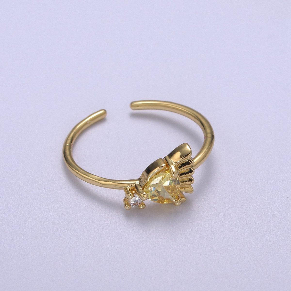 Dainty Gold Fish ring, Gold Mini Animal Pet Ring, Dainty Stackable Rings, Open Adjustable Ring Cz S-180