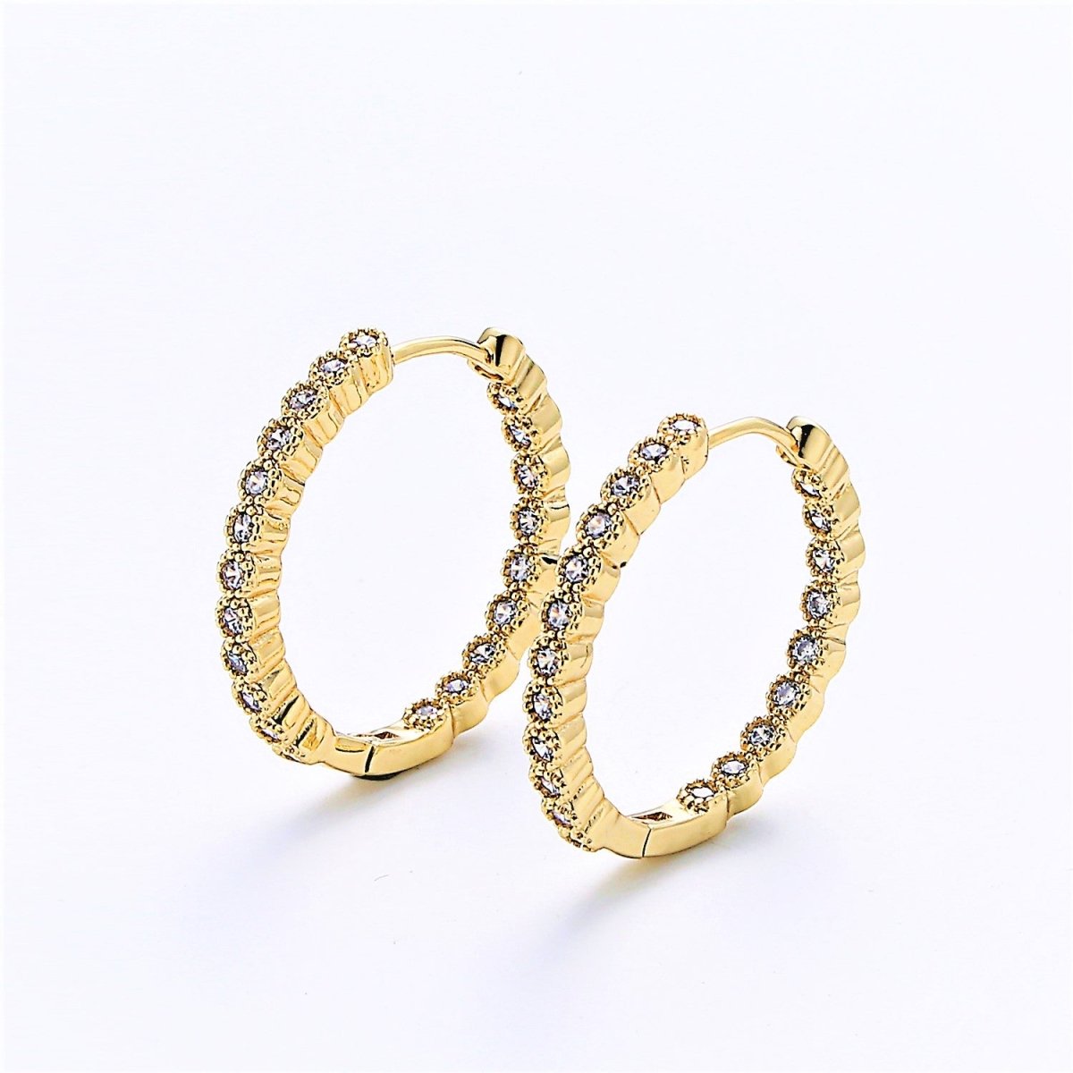 Dainty Gold Huggie Earring- Clear Cubic Earring - Gold Earring - Gold Filled Earring - Minimalist Jewelry Supply Component P-045