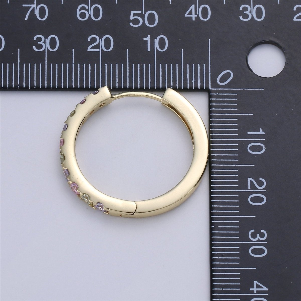 Dainty Gold Huggie Earring- Multi Color Cubic Earring - Pink Blue CZ Earring - Gold Filled Earring - Minimalist Jewelry Supply Component  Q-003