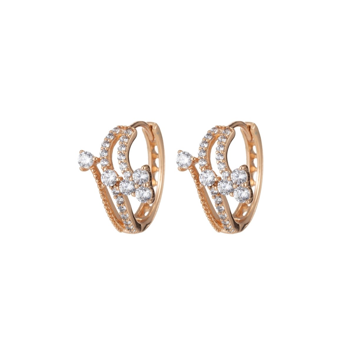 Dainty Gold Huggie earring Small Arrow earrings hoops Micro Pave Earring for everyday earring Huggie Hoop Earring Q-052