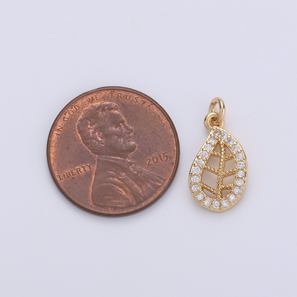 Dainty Gold Leaf Charms Pendant, Cubic Leaf Charm DIY Earring Necklace Jewelry Accessory DIY Craft Micro Pave Charm D-709