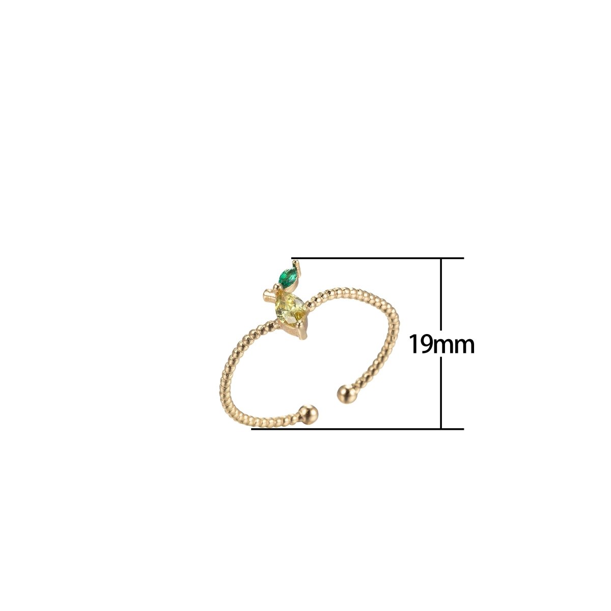 Dainty Gold Lemon Ring Adjustable Gold Open Ring for Stackable Jewelry O-1001