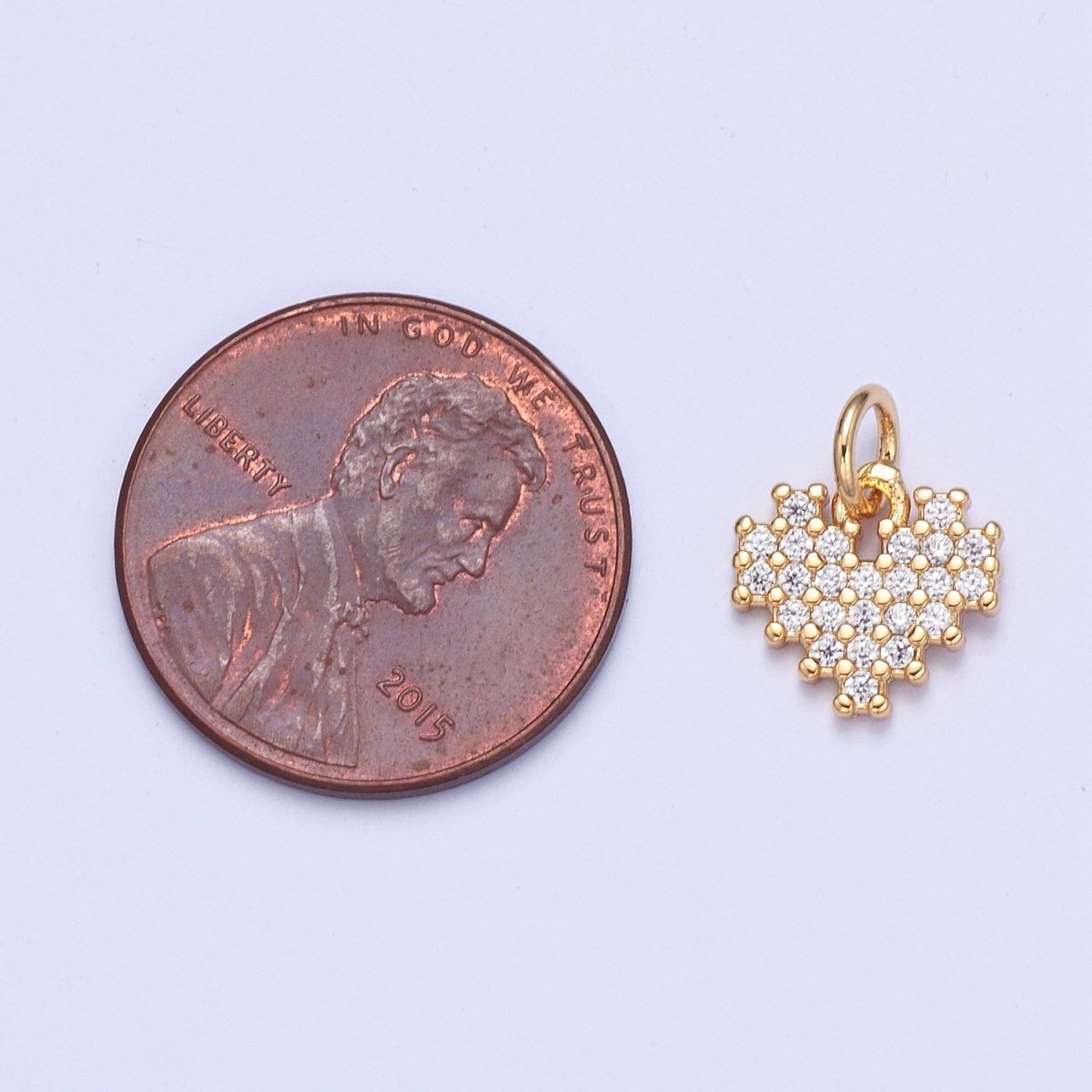 Dainty Gold Micro Paved Heart Add on CZ Charm | X-105