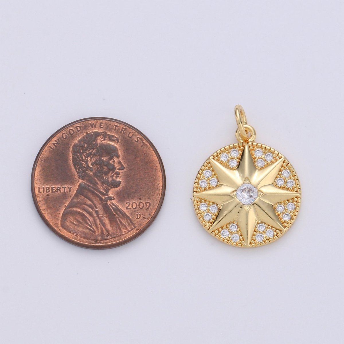 Dainty Gold North star Charm, starburst gold Pendant, dainty minimalist Jewelry Making in 24k Gold Filled Findings D-293