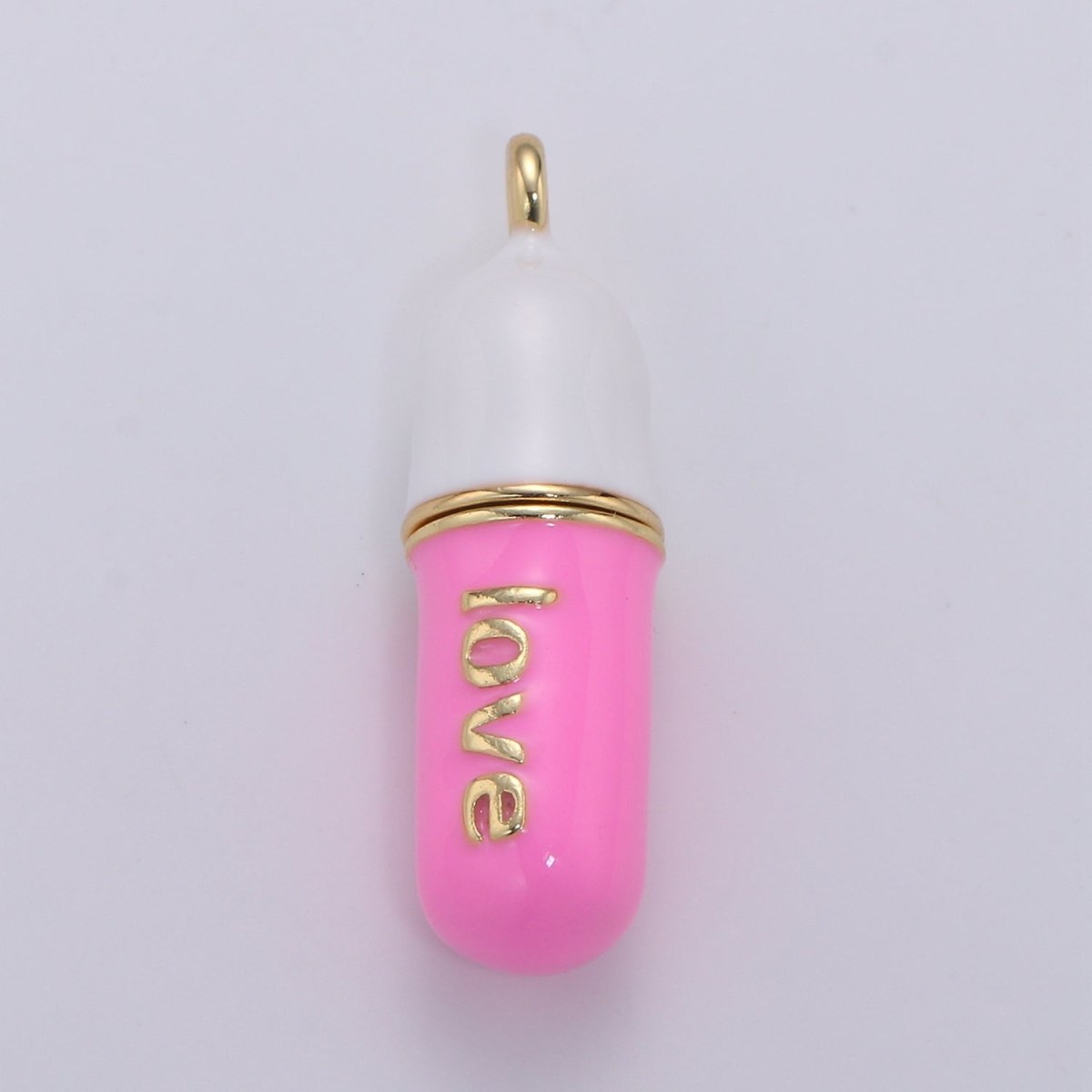 Dainty Gold Pill Bar Pendant Enamel Teal Vibes Chill Charm 24k Gold Filed Pendant for Bracelet Necklace Earring Component Supply 29x8mm D-883-D-887 D-313 D-314