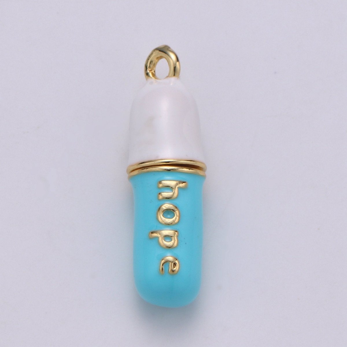 Dainty Gold Pill Bar Pendant Enamel Teal Vibes Chill Charm 24k Gold Filed Pendant for Bracelet Necklace Earring Component Supply 29x8mm D-883-D-887 D-313 D-314