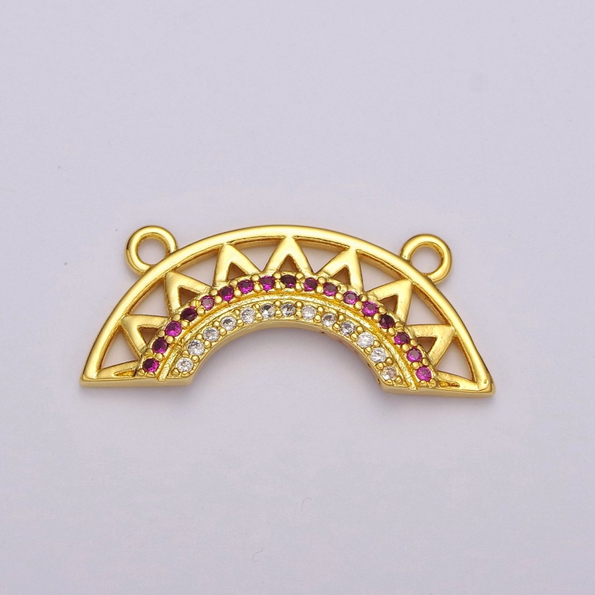 Dainty Gold Rainbow Charm Connector for Necklace Component F-933