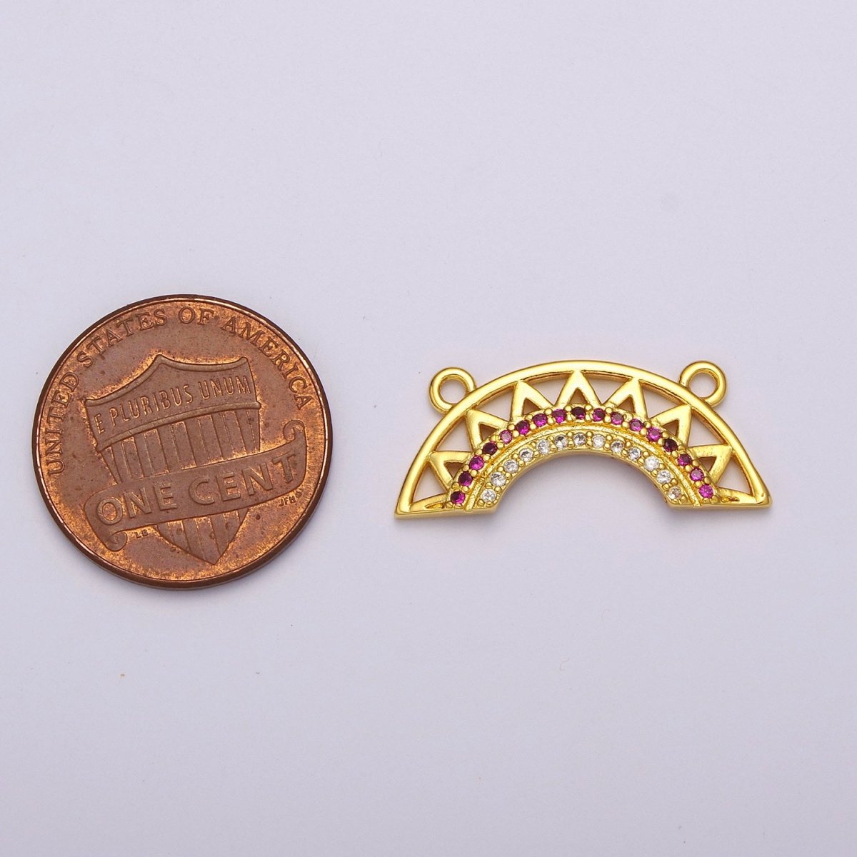 Dainty Gold Rainbow Charm Connector for Necklace Component F-933