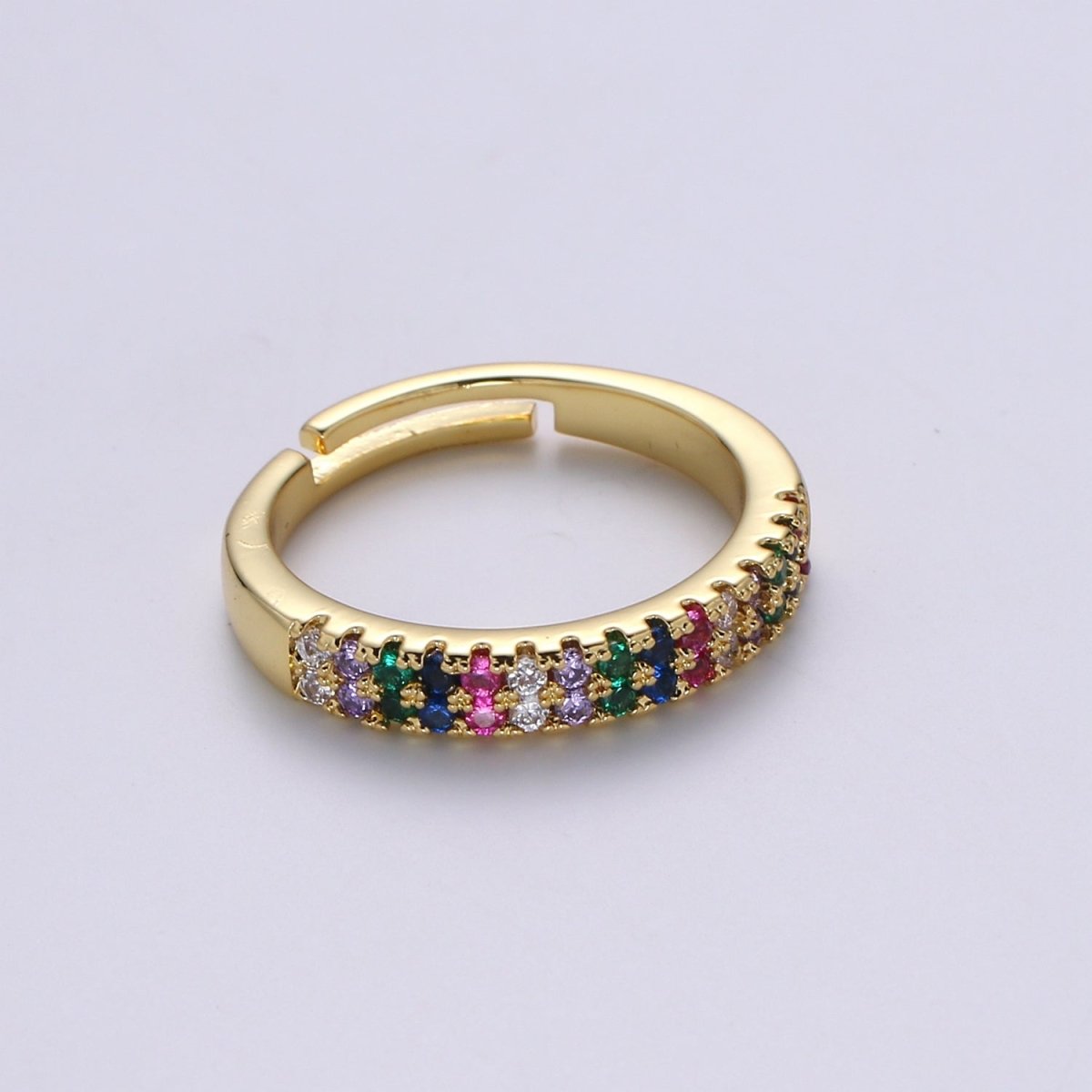 Dainty Gold rainbow ring Eternity Ring, Rainbow Band CZ Eternity Ring, Stack Ring, Layering Ring, Everyday Ring, CZ Adjustable Ring