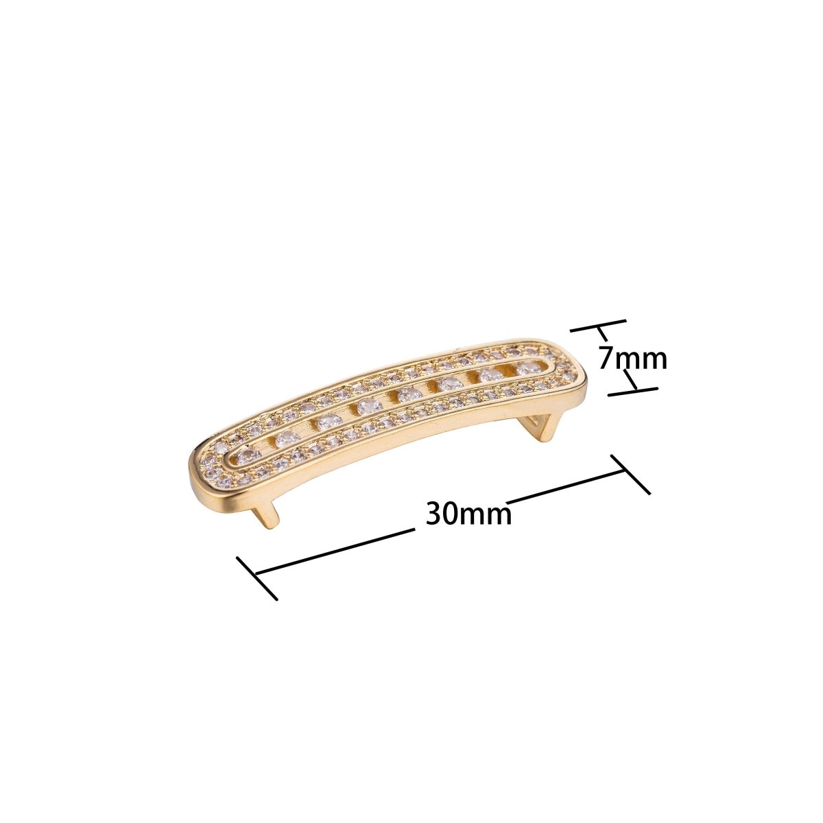 Dainty Gold Rectangle Bar Crystal Bracelet Connector, Elegant Micro Pave CZ Charm, Minimalist Modern Necklace Pendant for Jewelry Making F-751