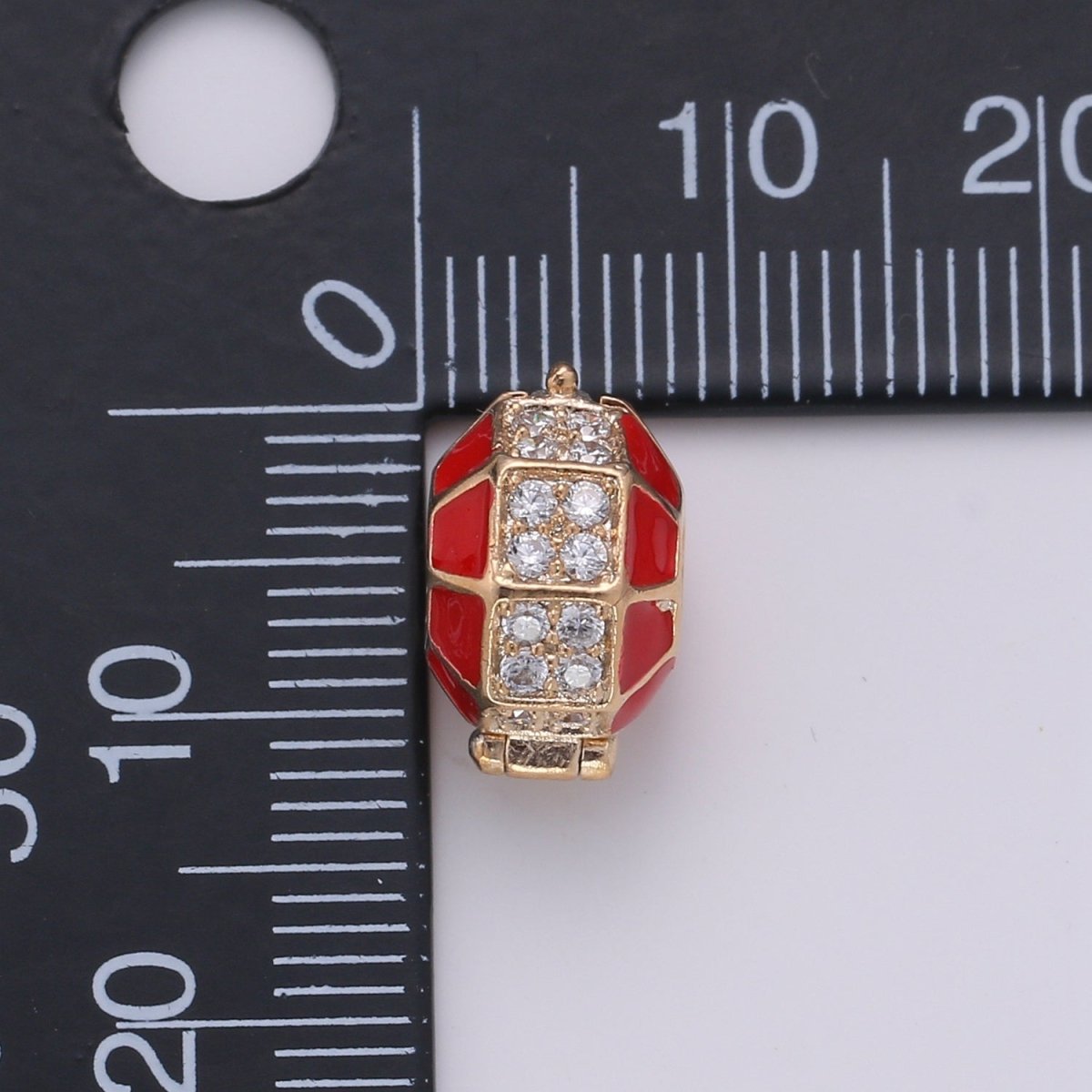 Dainty Gold Red Circle Round Beads CZ Crystal Gold Filled Geometric Jewelry Accessories Making Beads B373