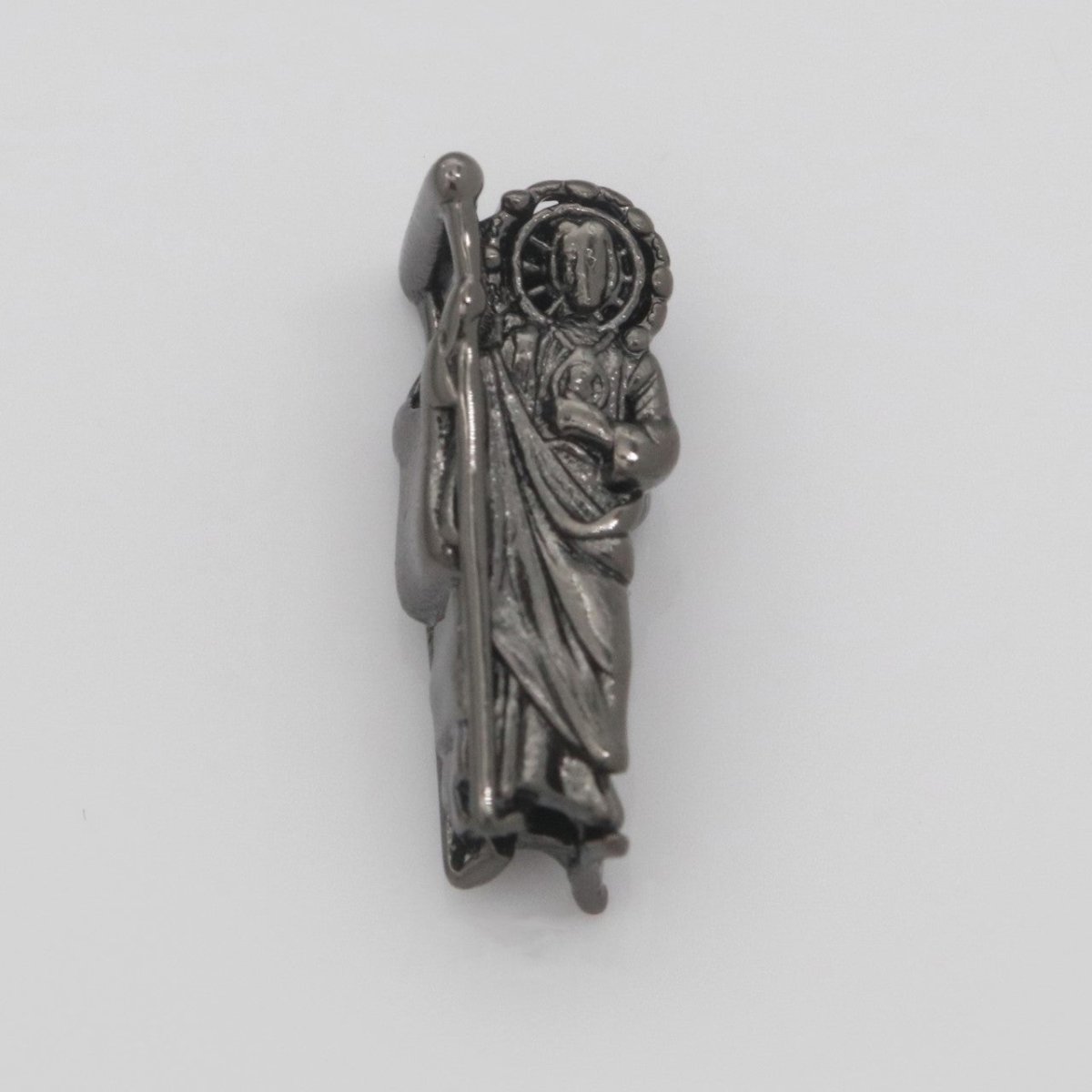 Dainty Gold Saint Jude Bead Spacer St Judas Bead for Bracelet Supply Component Jewelry Making Silver / Black Religious Protection Gift,  B-631