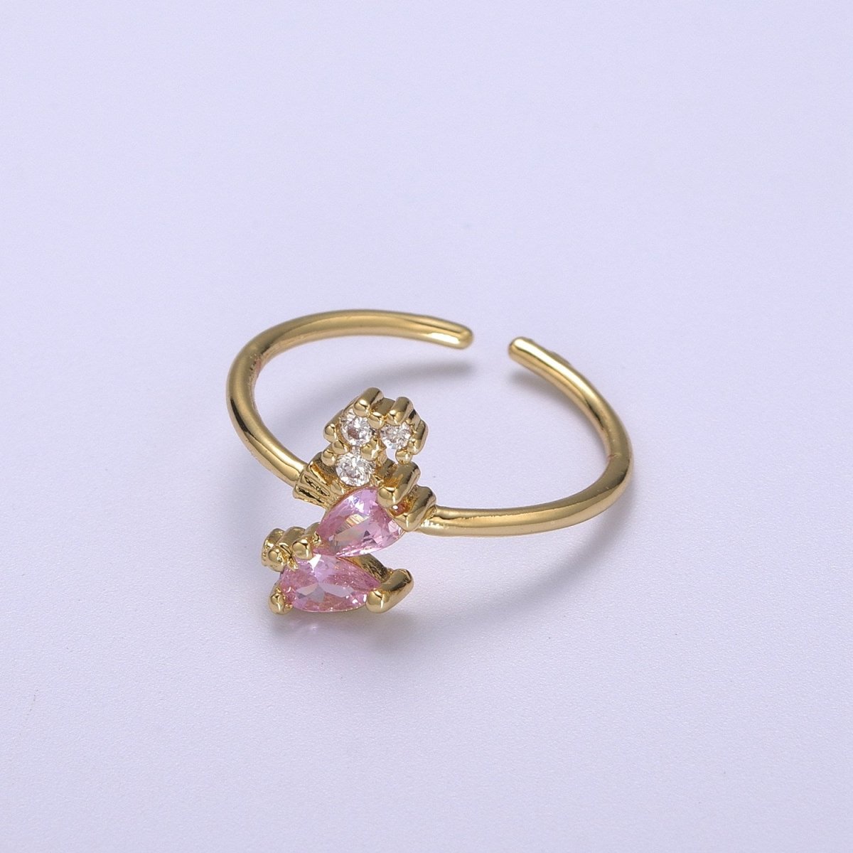 Dainty Gold Sea Horse ring, Gold Mini Animal Ring, Dainty Stackable Rings, Open Adjustable Ring CZ Under The Sea Inspired S-167