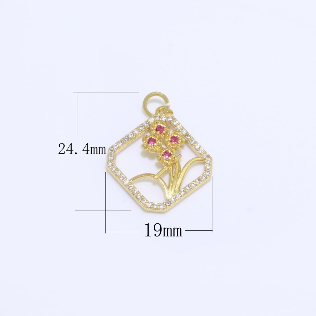 Dainty Gold Secret Garden Charm Micro Pave Wild Flower pendant M-690