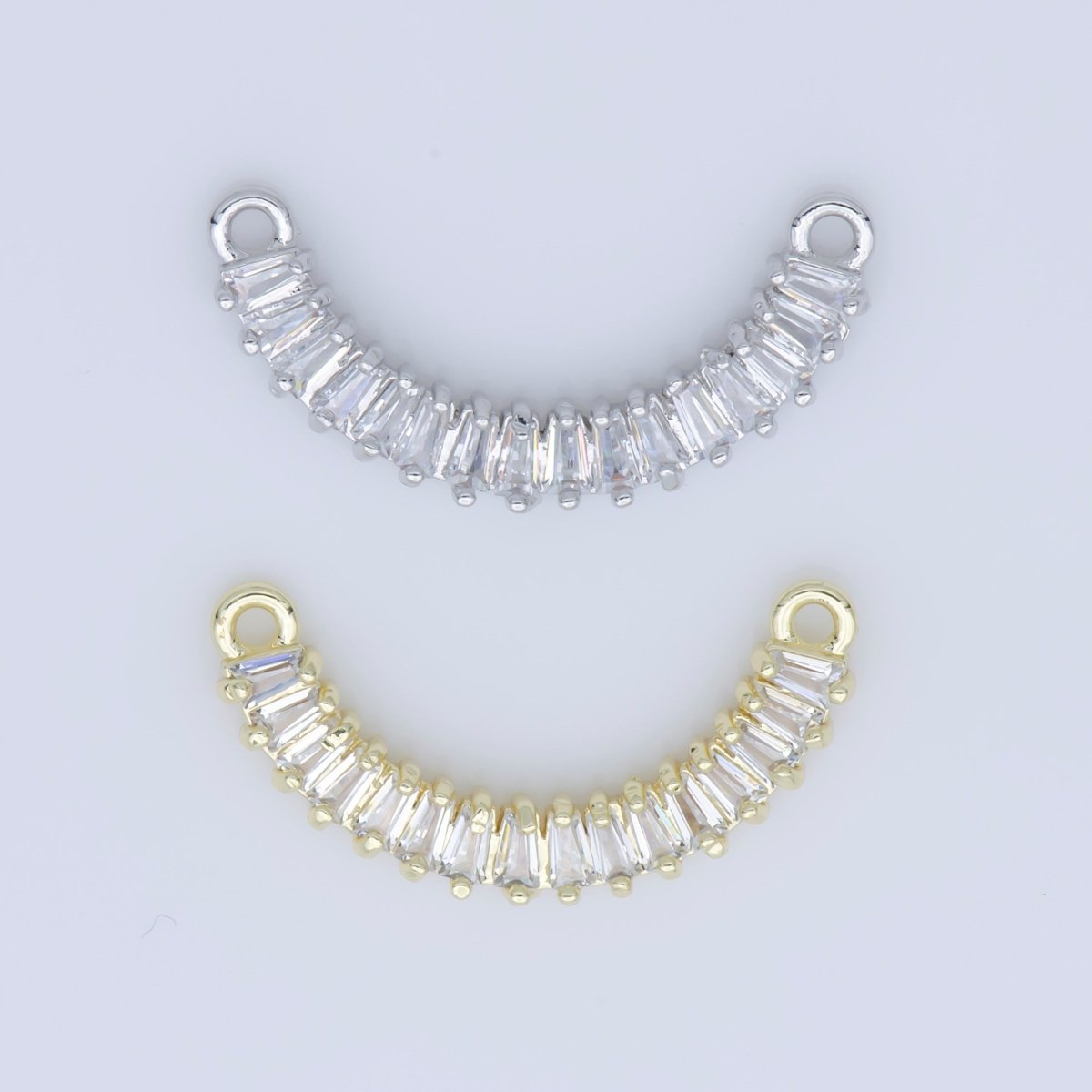 Dainty Gold Stacked Crystal Bracelet Connector, Elegant Gorgeous Micro Pave CZ Charm, Necklace Pendant for Jewelry Making F-737