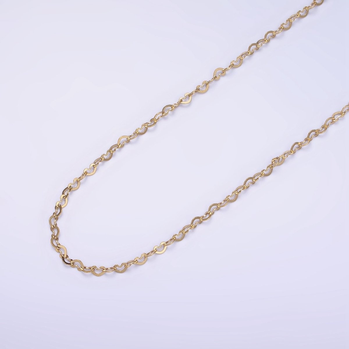 Dainty Gold Stainless Steel Heart Chain by Yard Soldered Closed 2mm links | ROLL-1473 Clearance Pricing