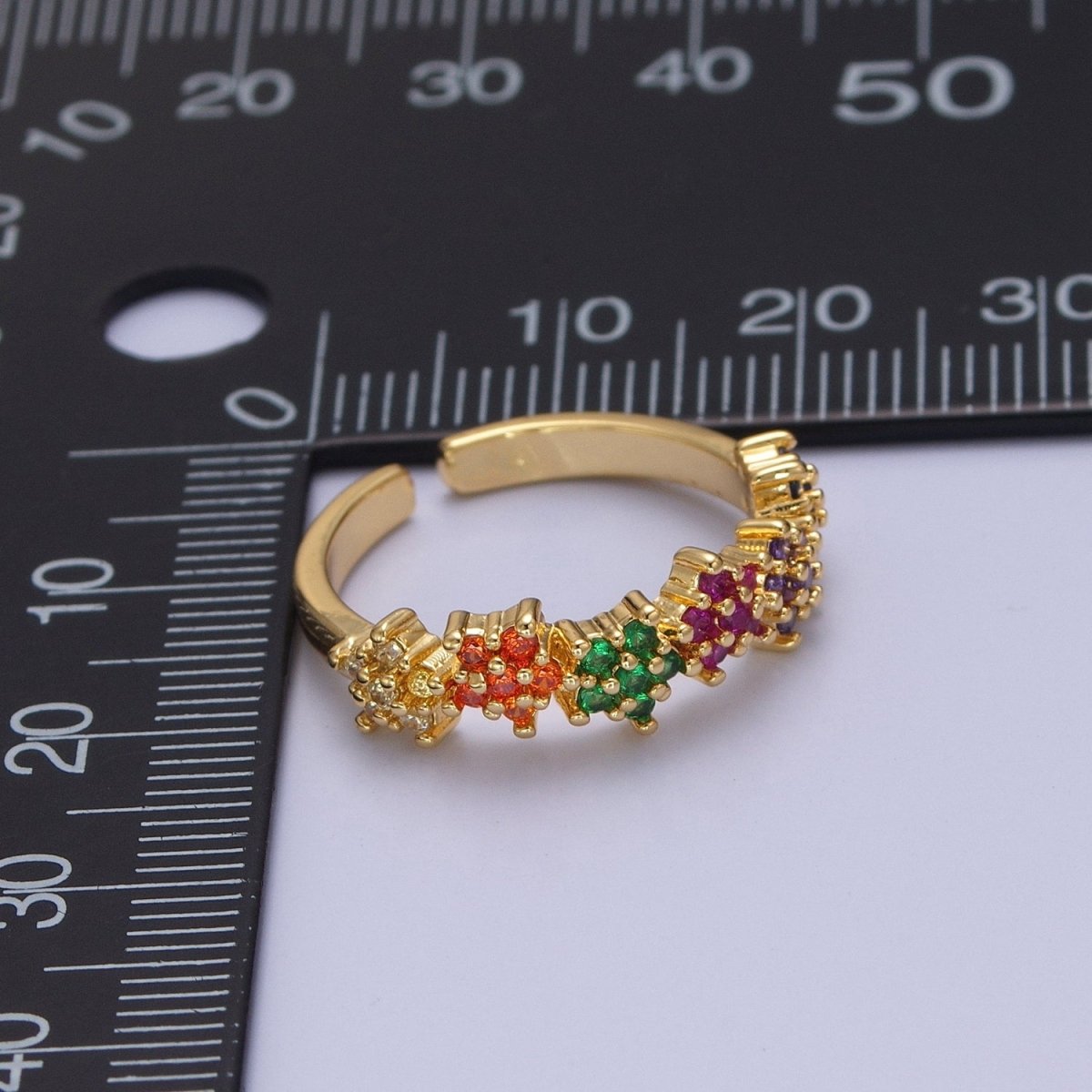 Dainty Gold Star Ring Multi Color Cz Ring O-2133