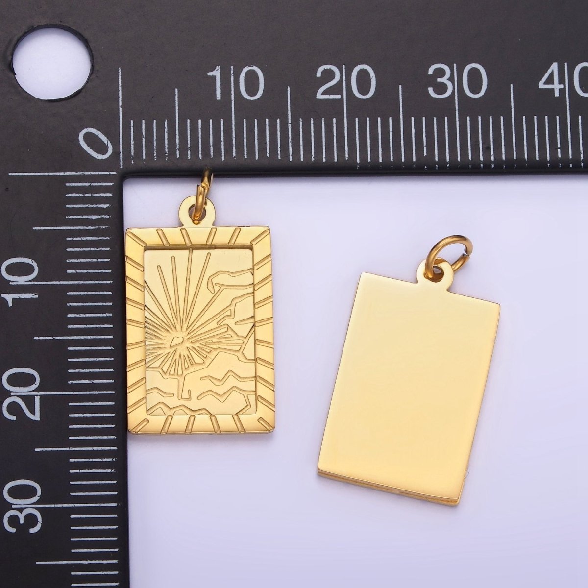 Dainty Gold Tag Stainless Steel Sun Charm Morning Sky Celestial Jewelry Pendant| P1404