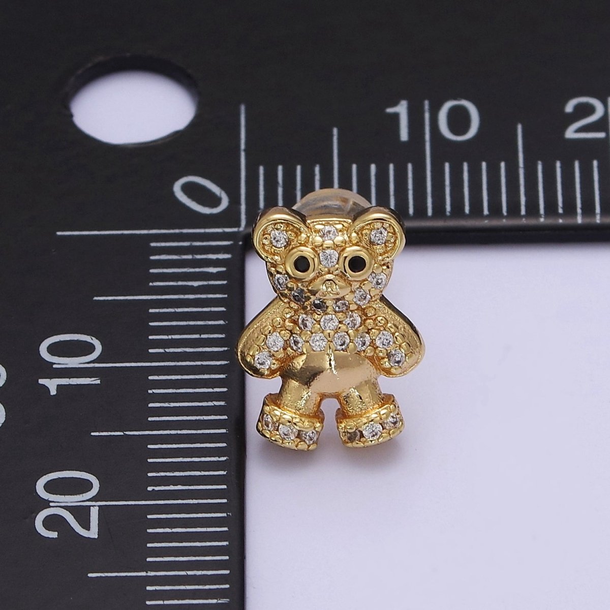 Dainty Gold Teddy Bear Stud Earrings V-119
