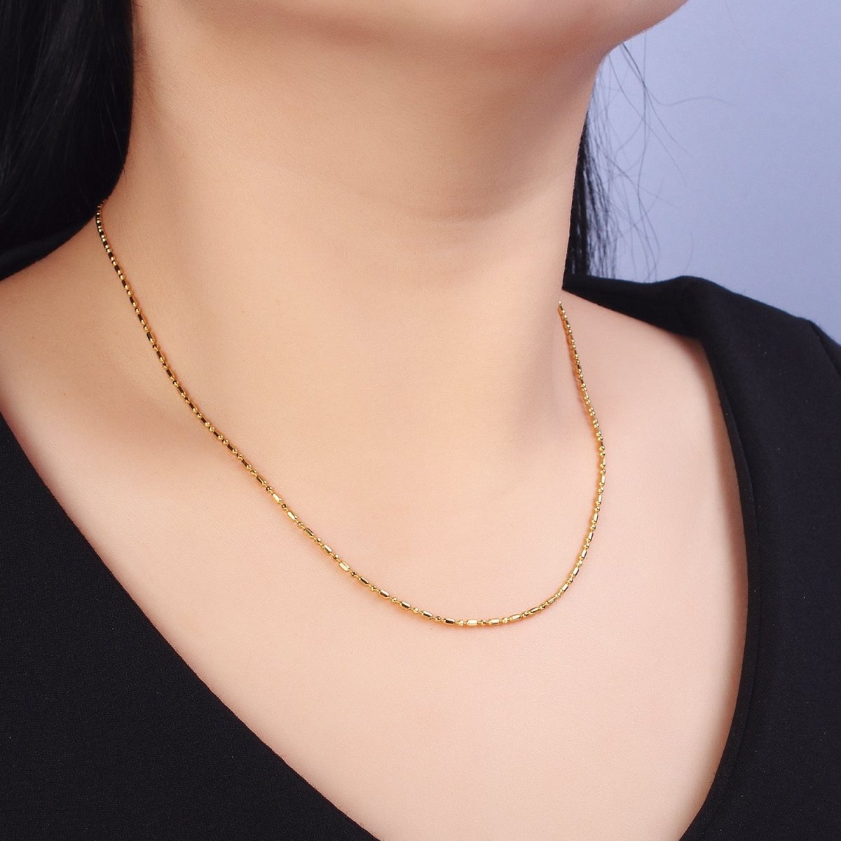 Dainty Gold Tube Chain Necklace, Gold Bar Necklace Chain Wholesale | WA-1585 Clearance Pricing